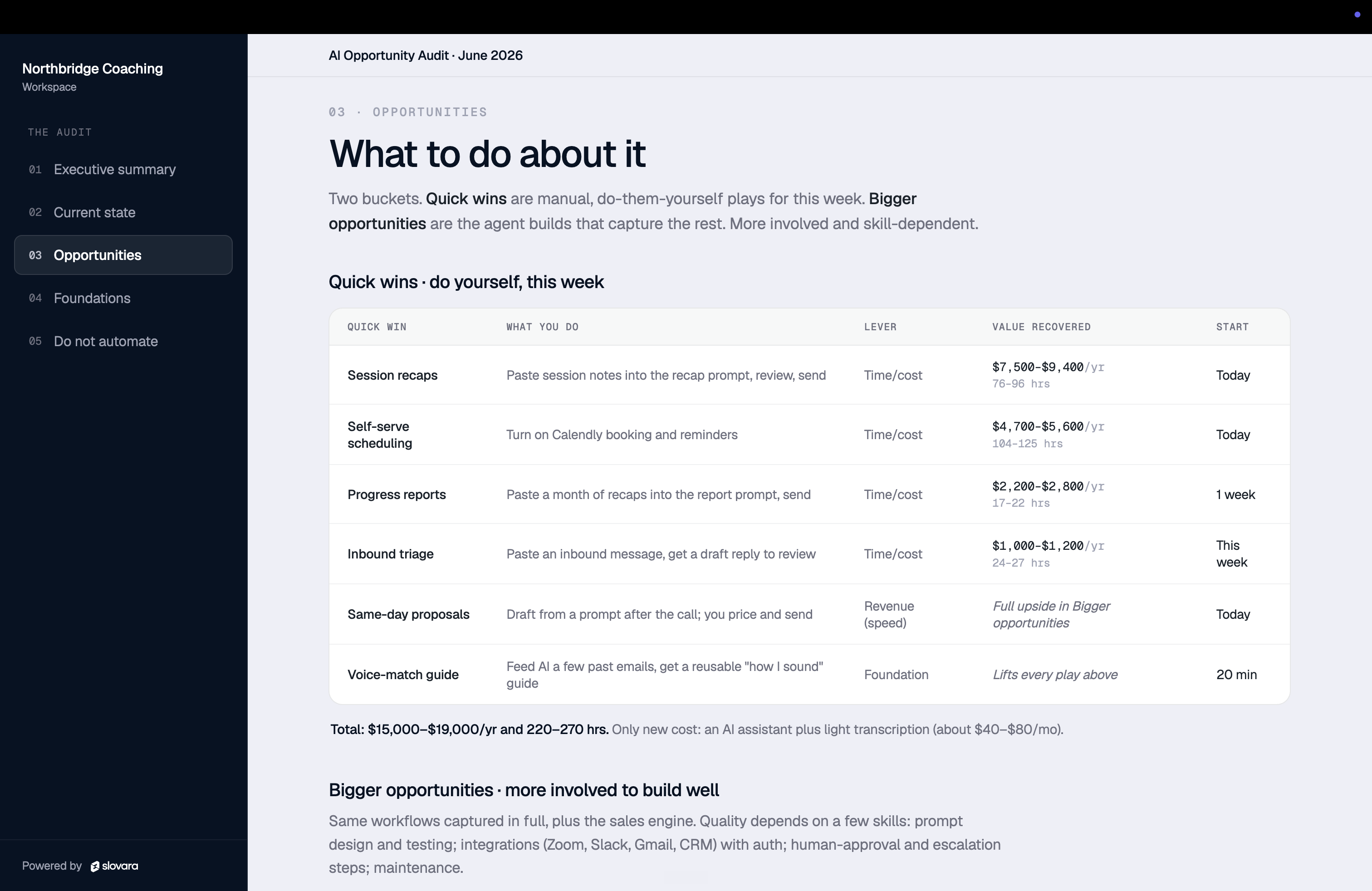 Opportunities — what to do about it